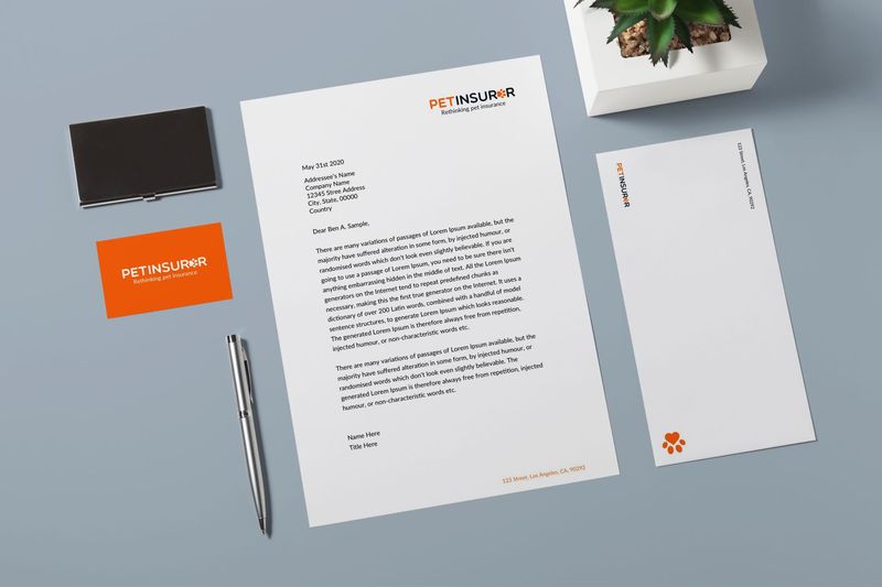 Pet Insurer brand identity stationary