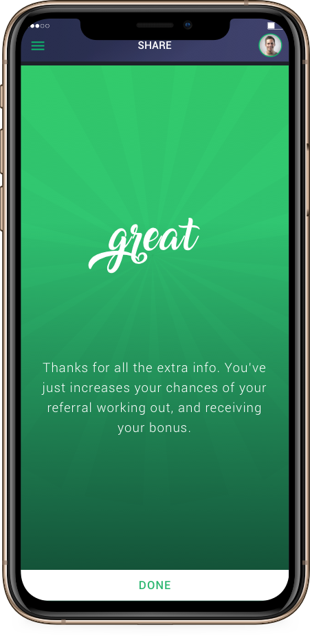 Red Bull app - confirmation screen